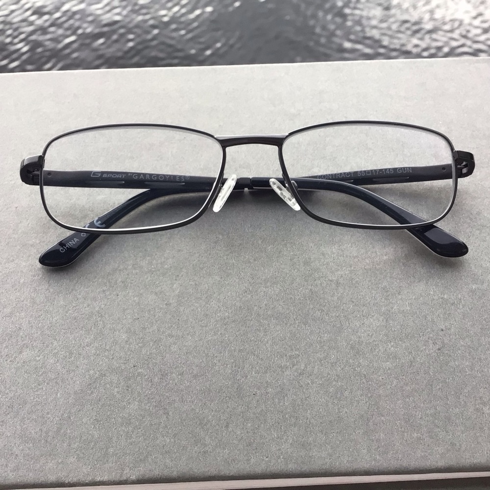 Gargoyles “Contract” G Sport Eyeglasses Black Metal Frame with White Tip Stripes